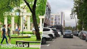 Паркування у два ряди – біля Центрального парку в Ірпені через брак паркомісць утворився хаос