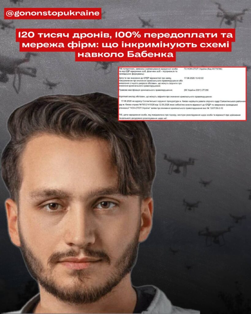 20 ТИСЯЧ ДРОНІВ НА ПАПЕРІ: ЯК «ВИРІЙ ІНДАСТРІ» ОЛЕКСІЯ БАБЕНКА ЗИРВАЛА МЕГАКОНТРАКТ АОЗ ТА ВИВЕЛА СОТНІ МІЛЬЙОНІВ ЧЕРЕЗ МЕРЕЖУ ПРОКЛАДОК