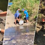 Після ворожої атаки в річці Либідь виявили мастило – дренажну трубу, з якої стався витік, закрили тампоном