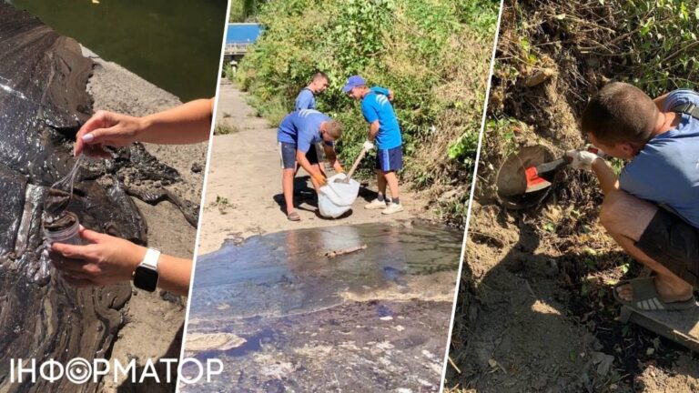 Після ворожої атаки в річці Либідь виявили мастило – дренажну трубу, з якої стався витік, закрили тампоном