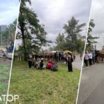 На Теремках знову сутички – прийшли противники й прихильники прокладання теплотраси, зводять металевий паркан