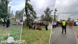 На Теремках знову сутички – прийшли противники й прихильники прокладання теплотраси, зводять металевий паркан